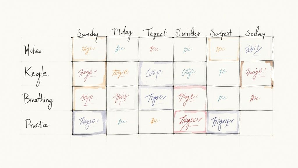 A man looking at a calendar on his tablet, planning his week.