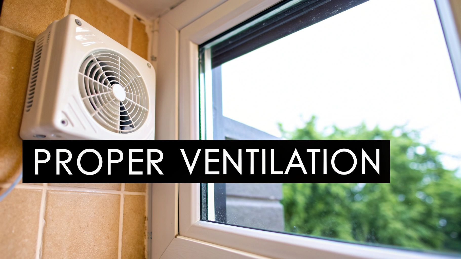 An extractor fan installed on a bathroom wall