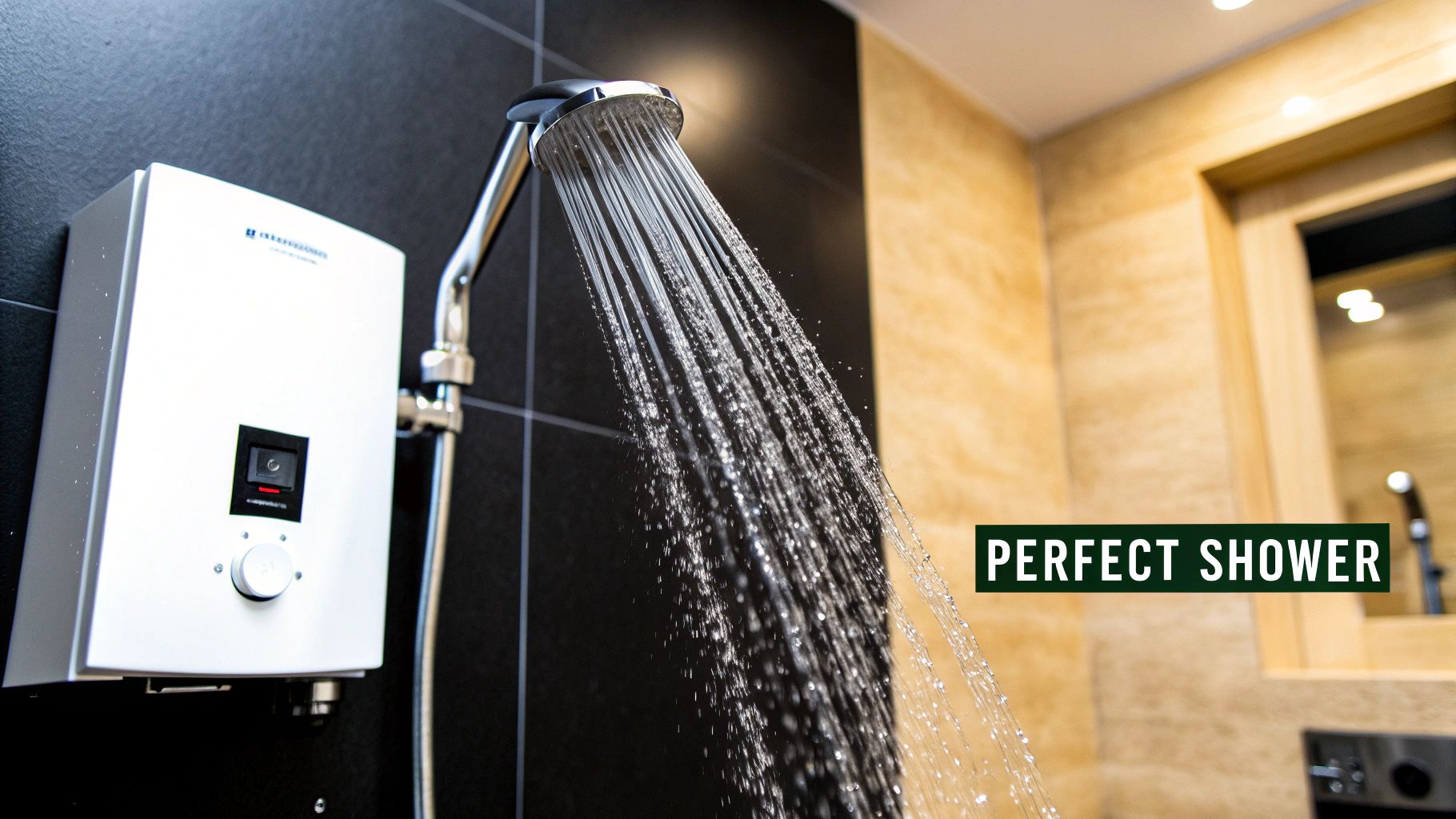 A modern combi boiler installed on a kitchen wall