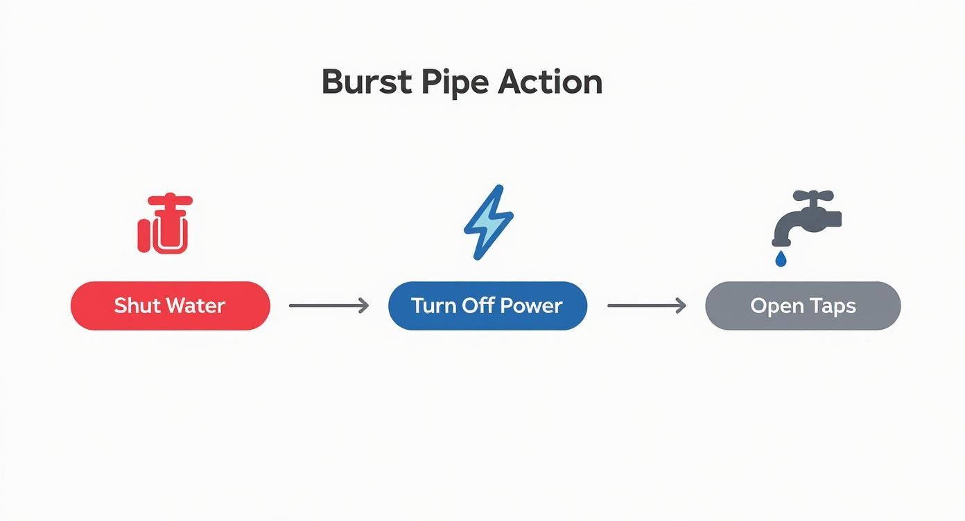 Infographic about burst pipes in house
