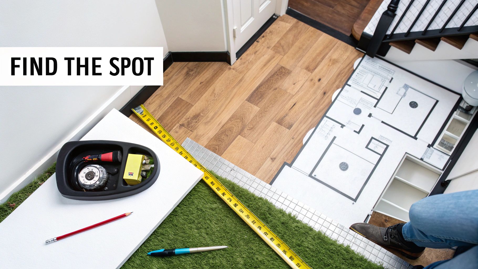 A newly installed downstairs toilet neatly tucked under a staircase.