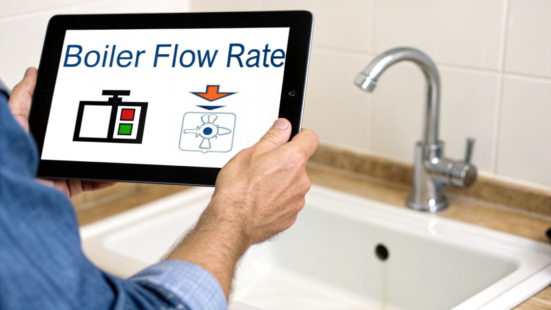 A close-up of a combi boiler&#39;s pressure gauge and controls