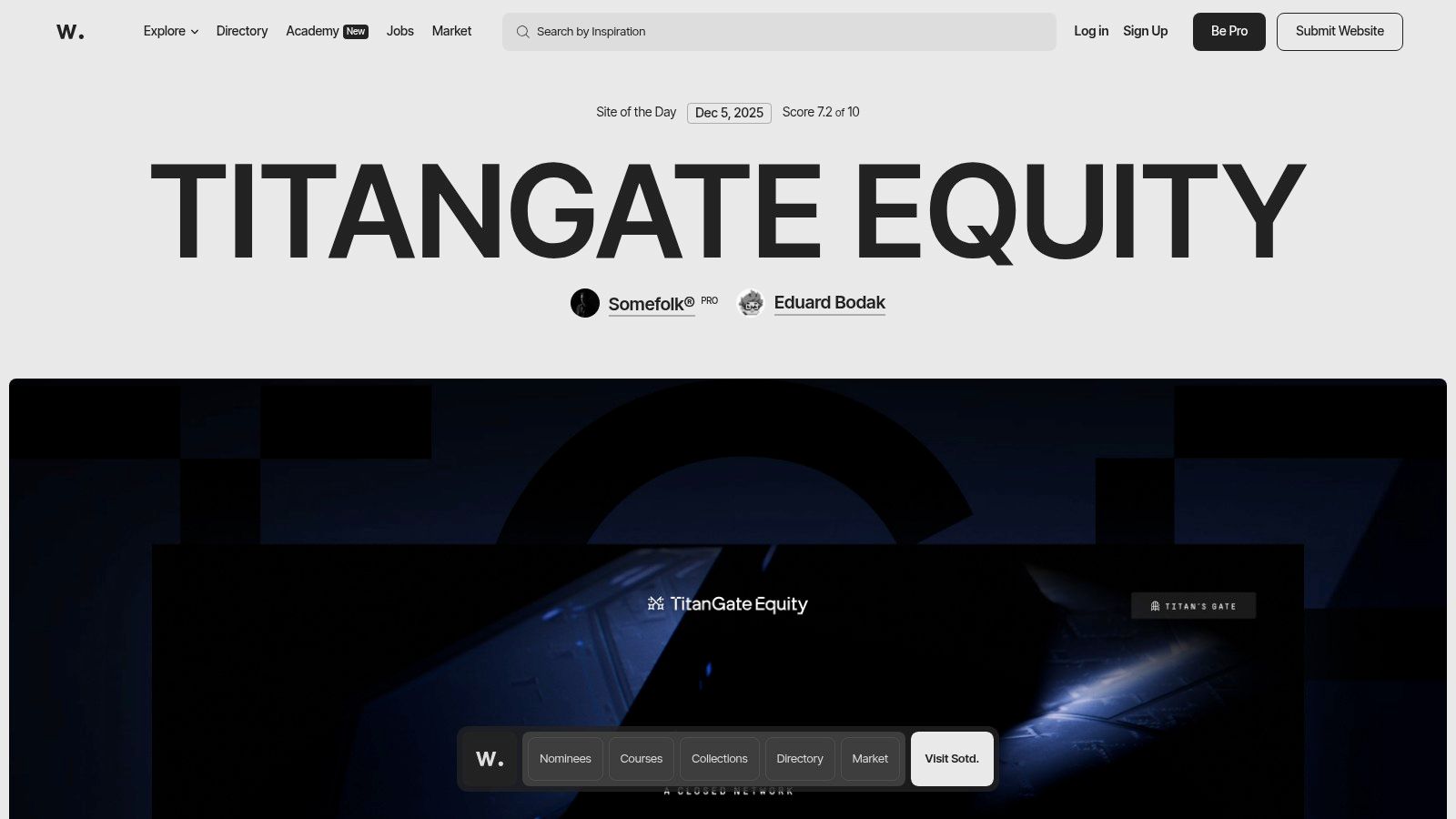 Ein Screenshot der Awwwards-Webseite, der verschiedene preisgekrönte Webdesigns in einer Gitteransicht zeigt.