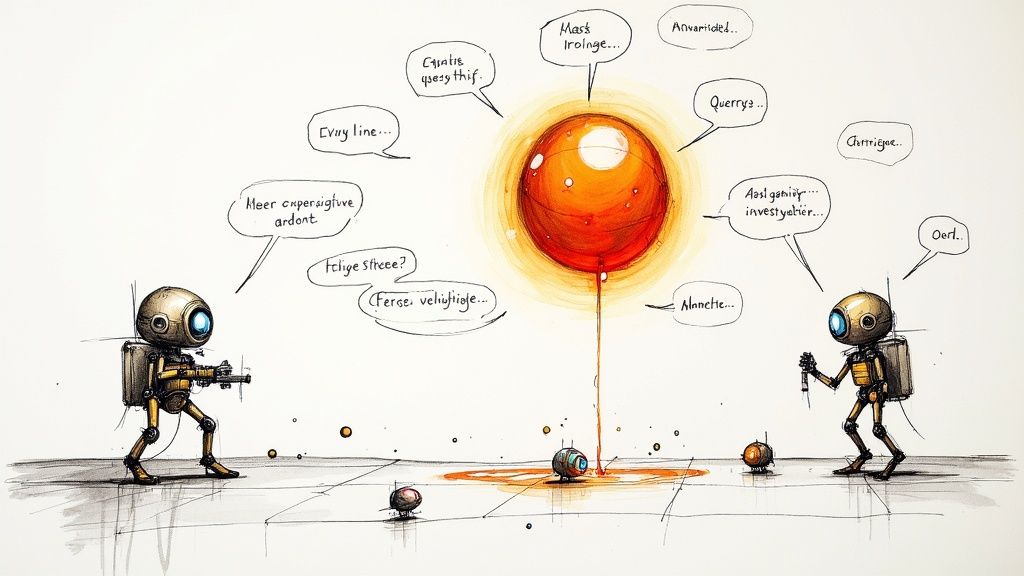 A diagram showing data flowing from AI models to a central monitoring dashboard.