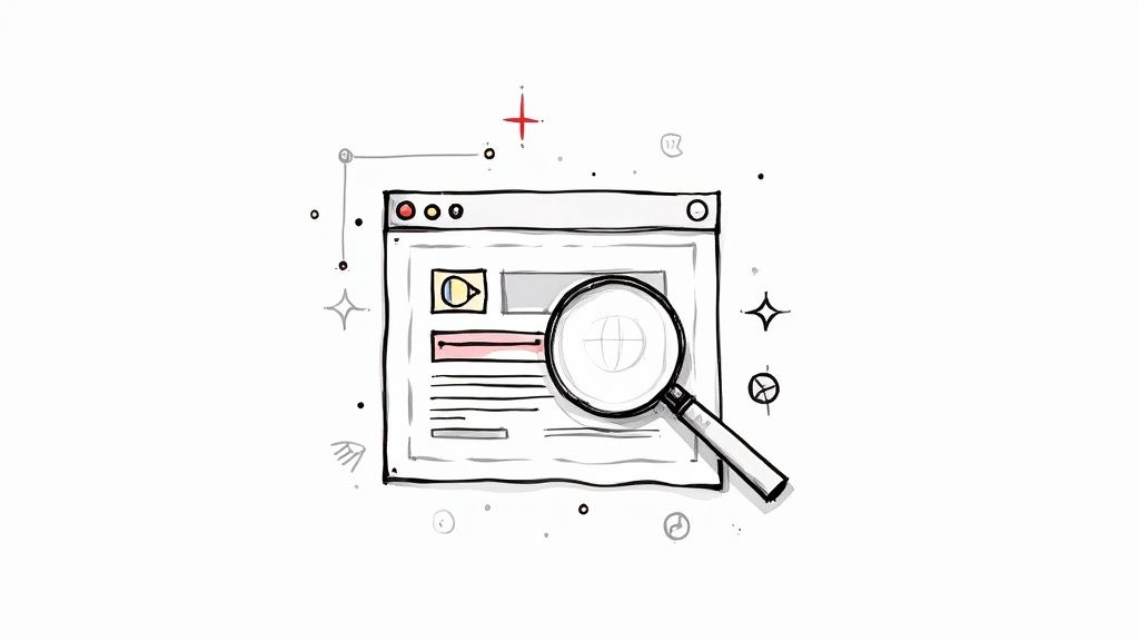 A magnifying glass icon over a world wide web symbol, representing live browsing.