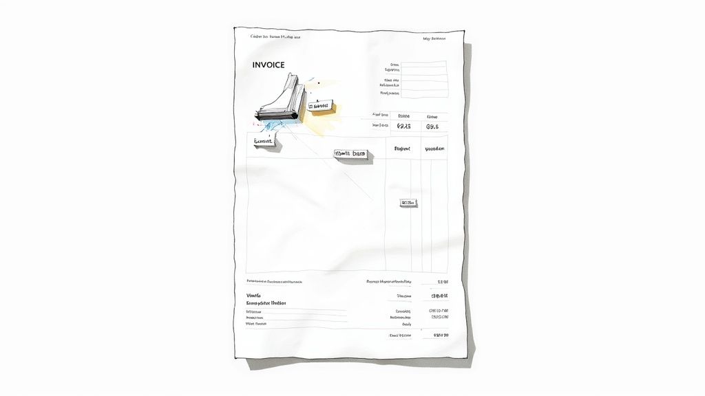 Diagram showing how AI-powered OCR processes invoices from multiple formats and extracts structured data for automation.