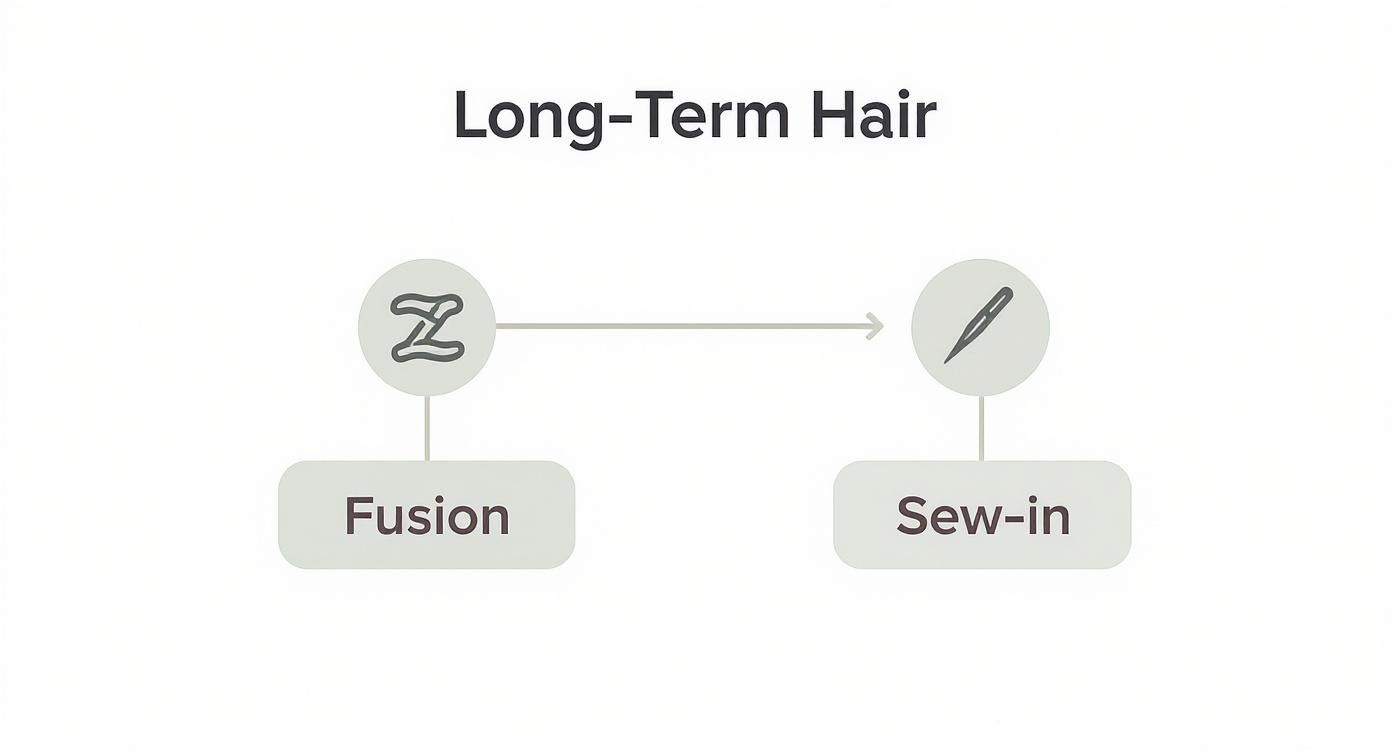 Infographic about what are the different types of hair extensions