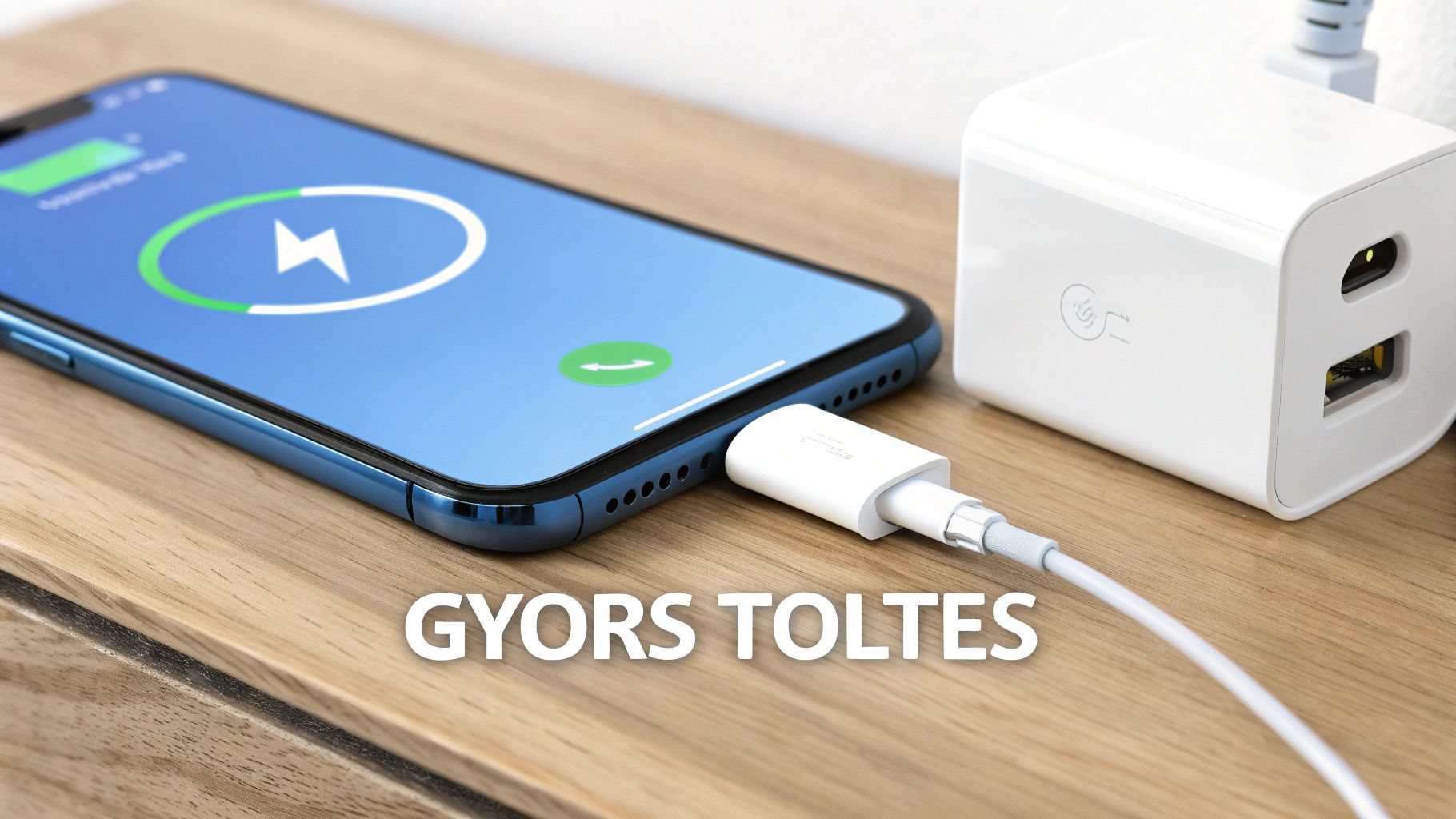 USB C kábel és egy telefon töltése