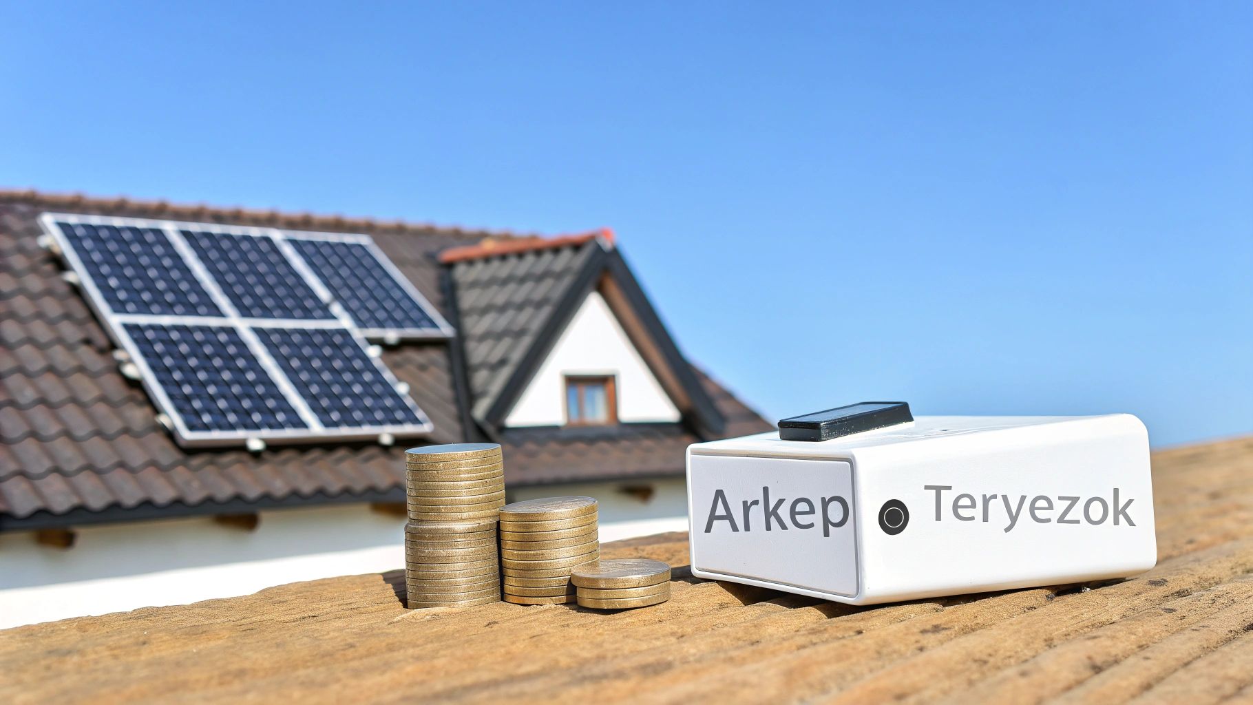 Modern napelem akkumulátor egy letisztult otthoni környezetben