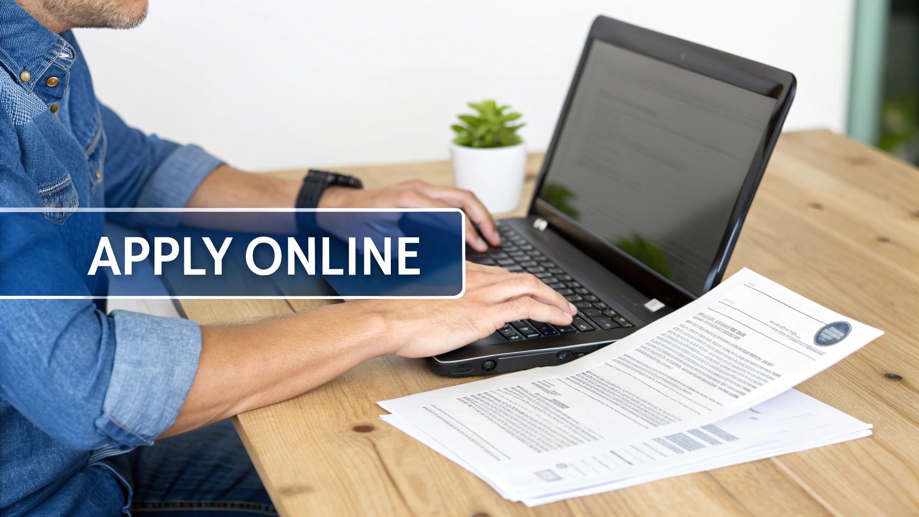 A person's hands filling out an online form on a laptop, representing the application for the family energy rebate nsw.