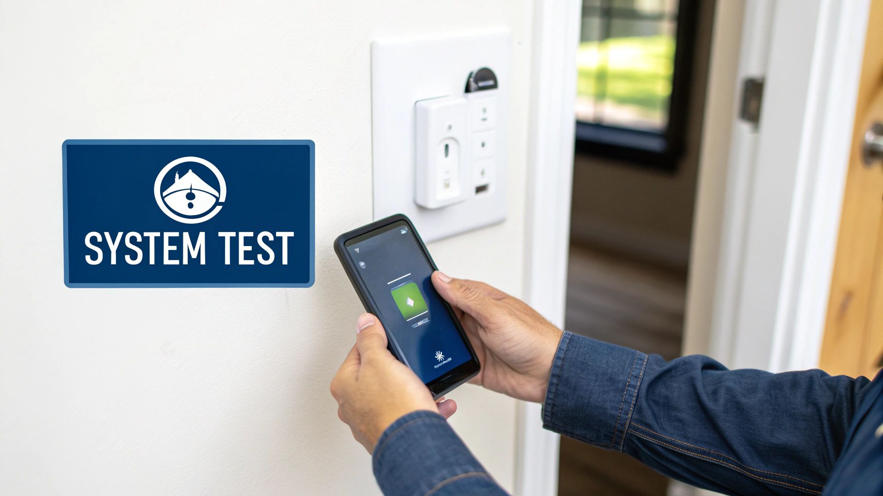 A person checks the status of their solar battery system on a tablet, ensuring it's ready for a potential blackout.