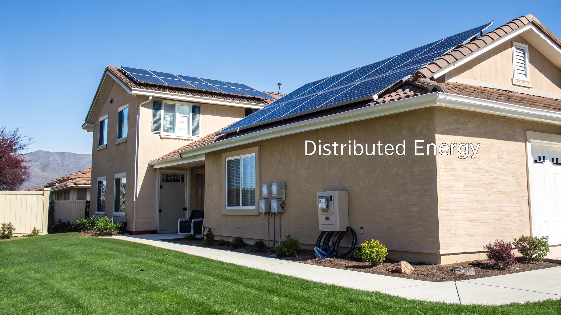 Modern suburban home with rooftop solar panels showcasing distributed energy resources technology