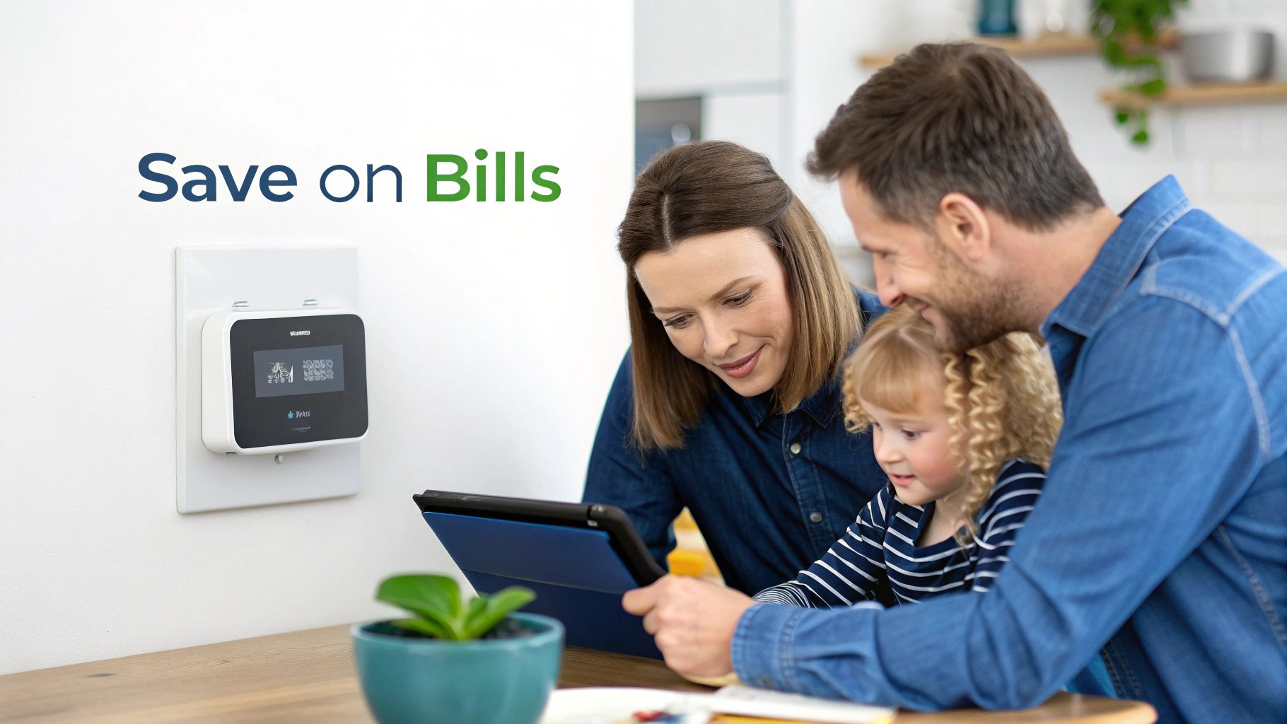 A person reviewing their energy usage on a tablet, with charts and graphs showing consumption patterns.