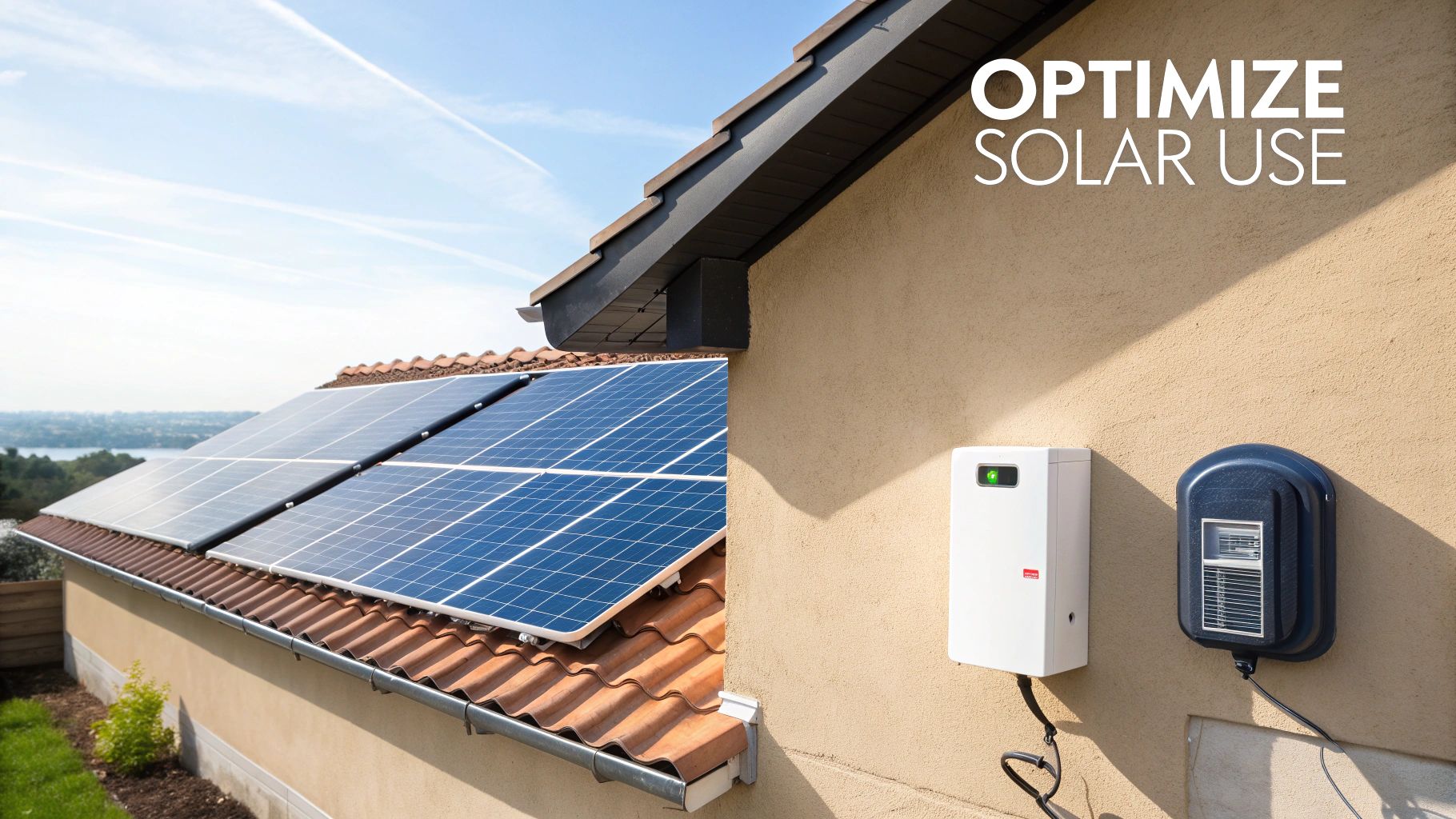 Solar panels on a residential roof being maintained