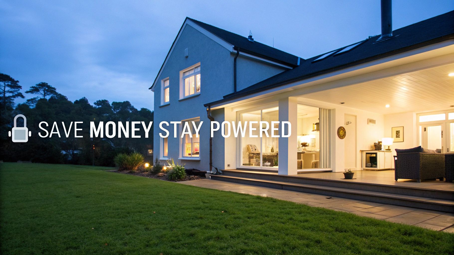 A happy family enjoying their home, powered by a solar and battery package.