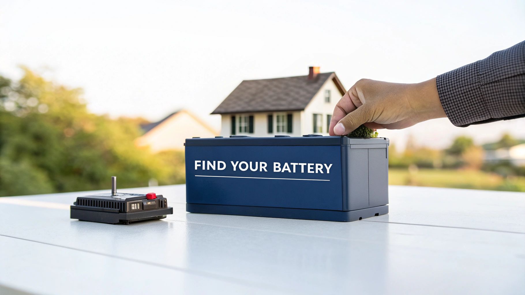 A modern Australian home with solar panels and a visible battery unit on the side wall, representing the decision-making process for choosing a solar battery.