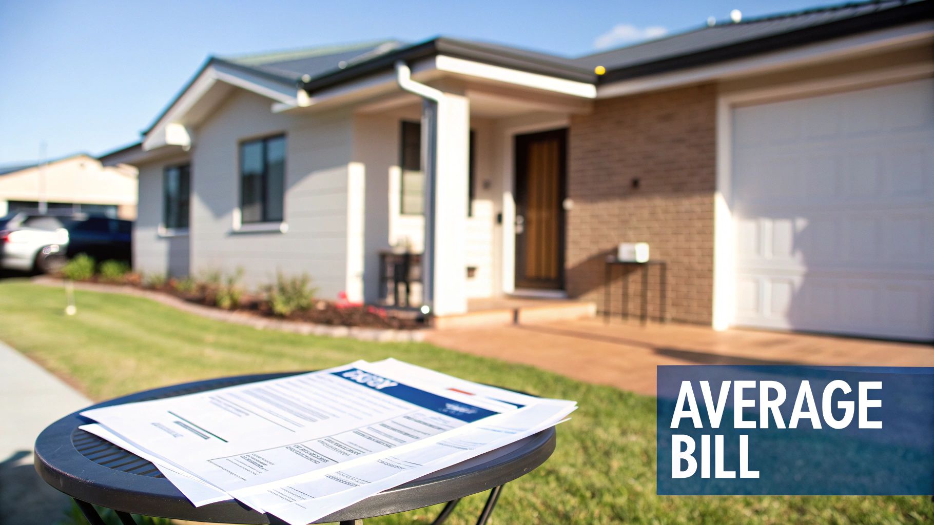 A person reviewing their energy bill with a calculator nearby, representing the average energy bill in Australia.