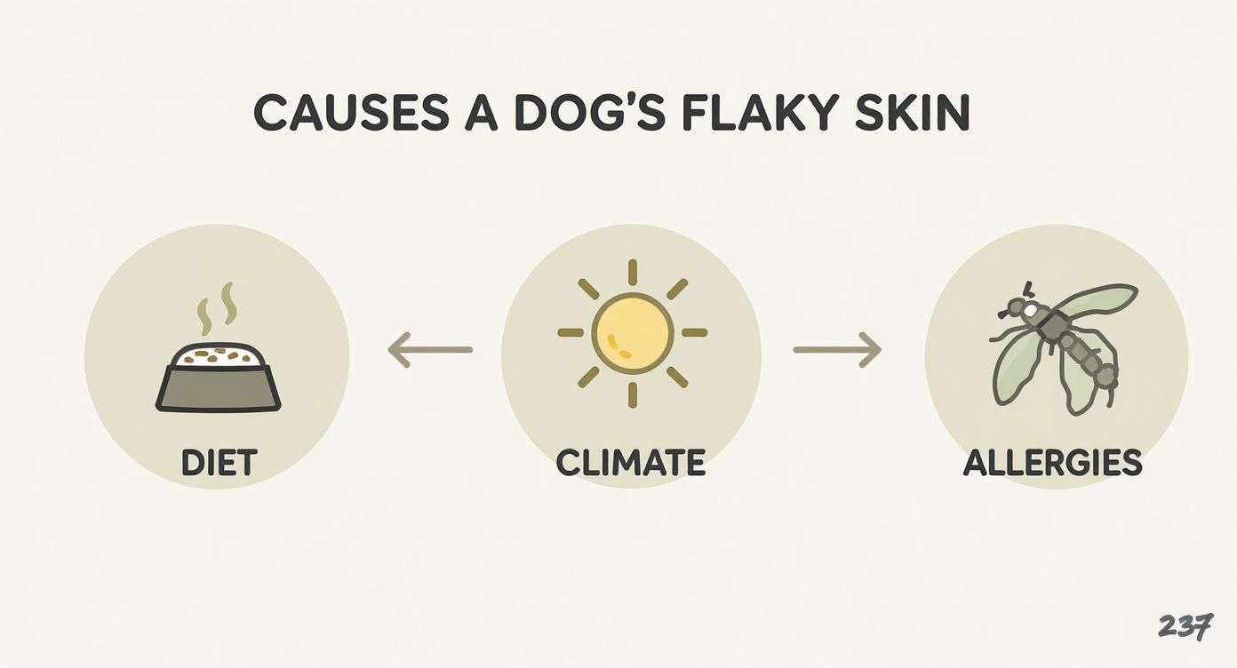 Infographic about why your dog's skin is flaky vet's insights on the gut-skin