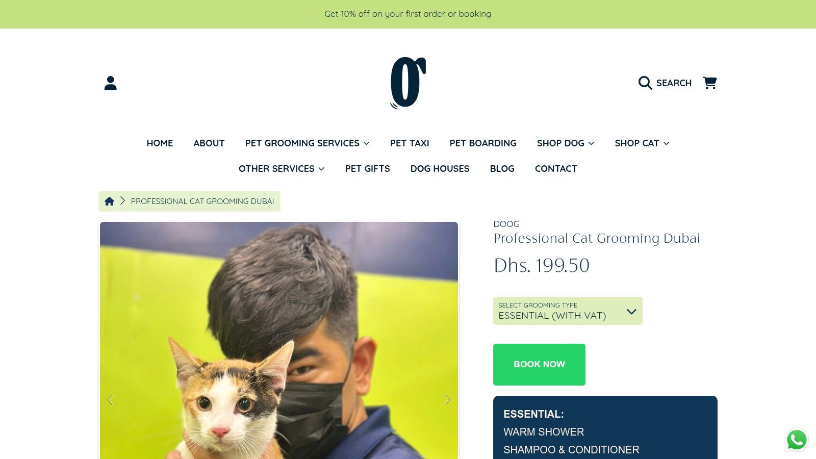 Doog mobile cat grooming service in Dubai