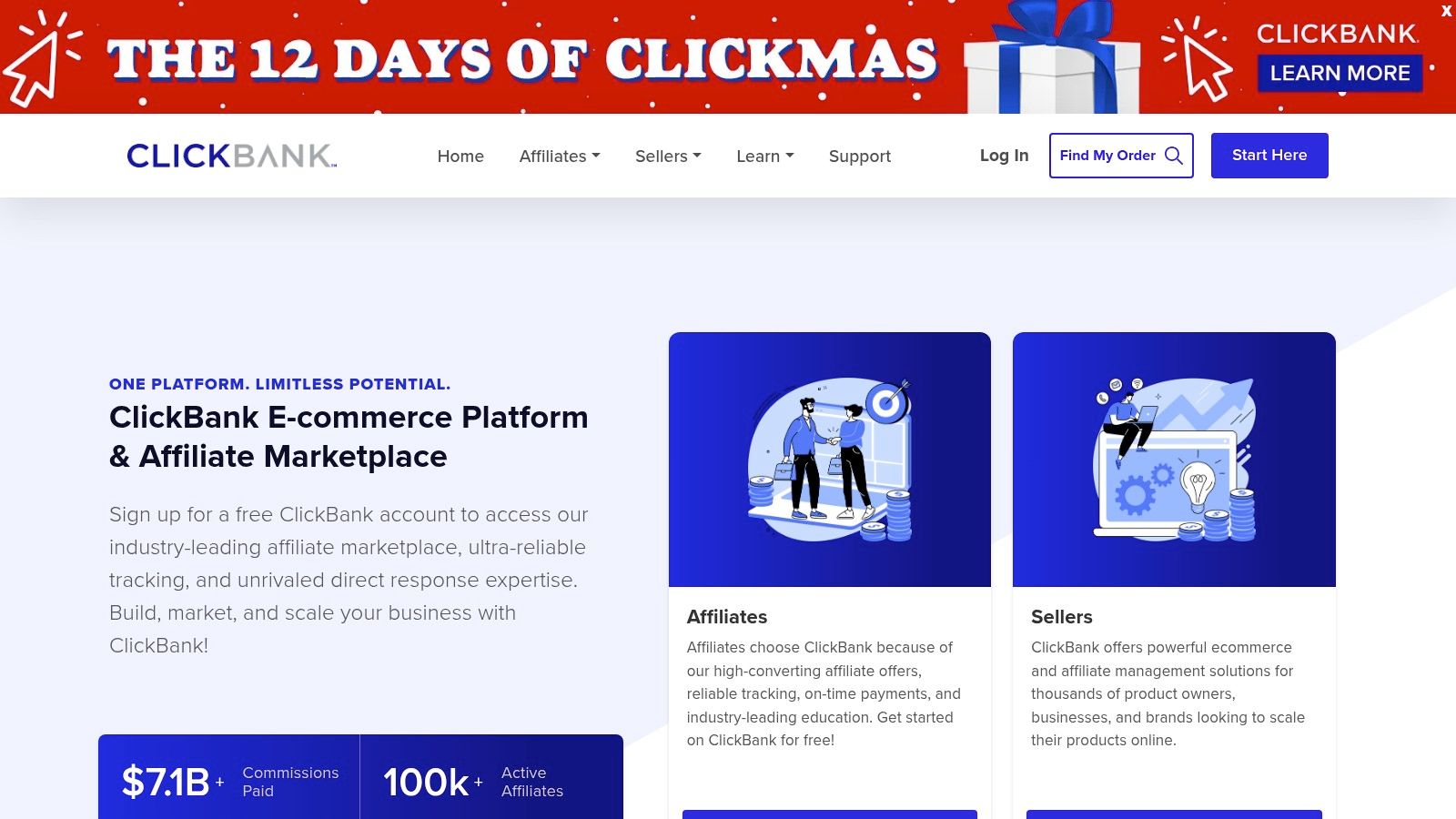A screenshot of the ClickBank marketplace dashboard, showing various product listings and affiliate metrics.