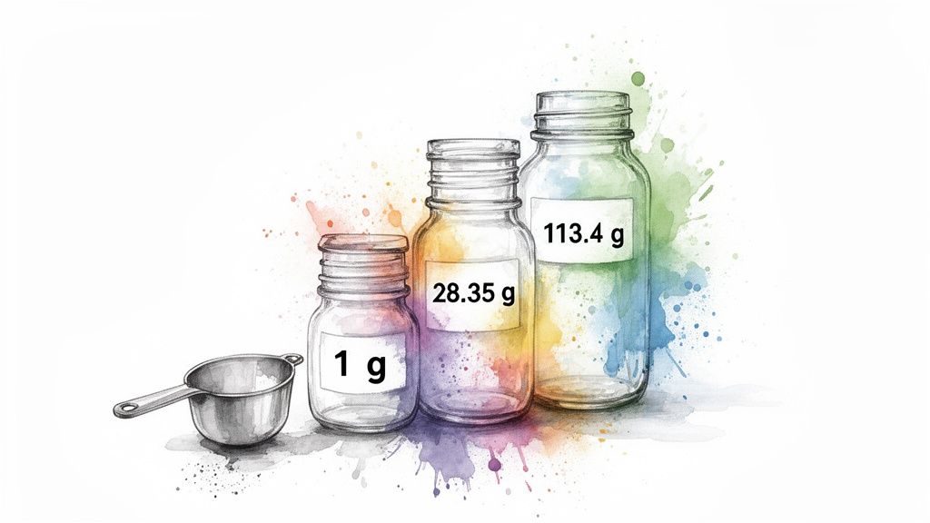 Three Grams Visualized How Many Grams Is a QP? Quick Cannabis Measurements (how many grams is ...