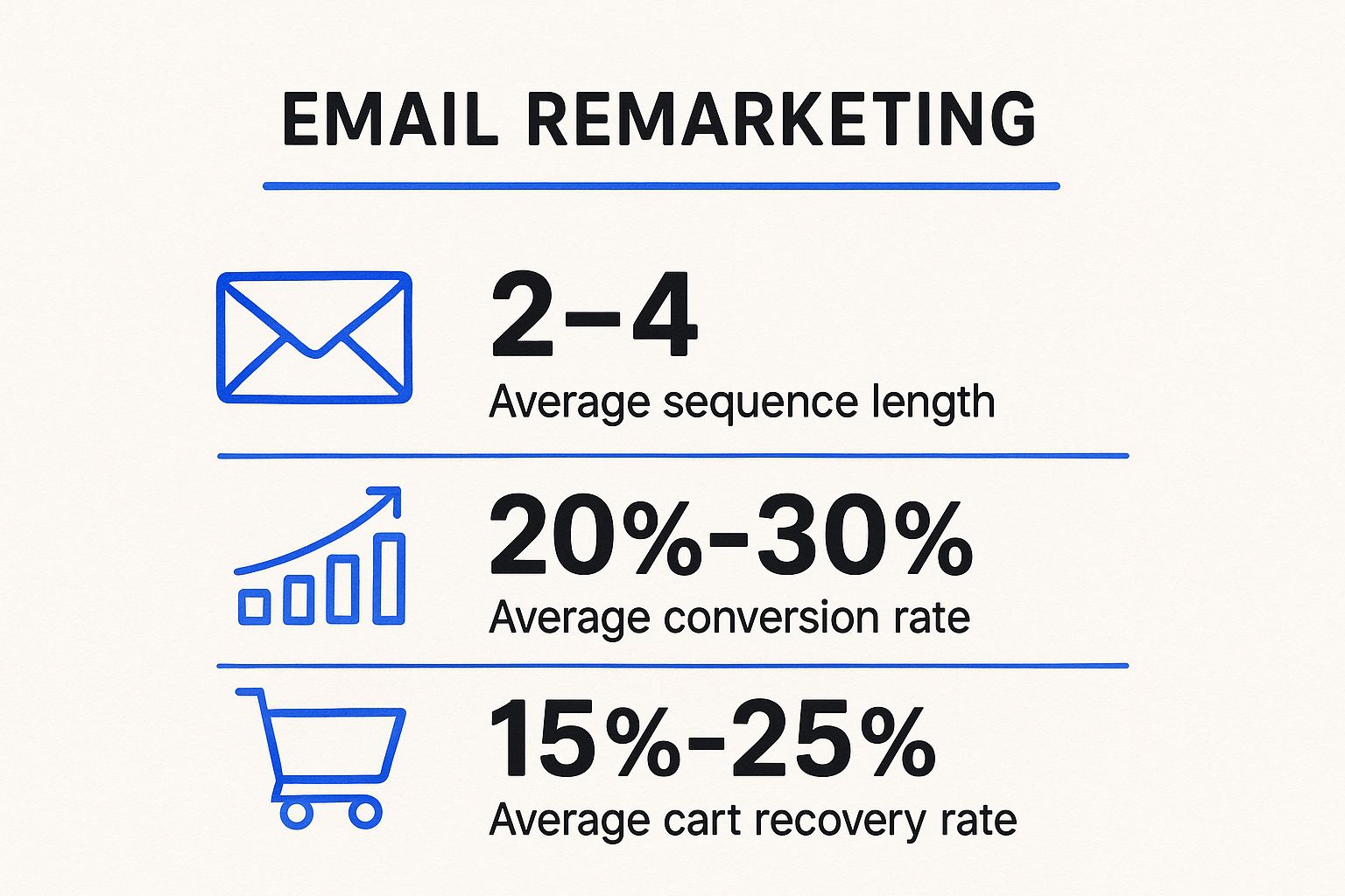 Infographic showing key data about Email Remarketing Sequences