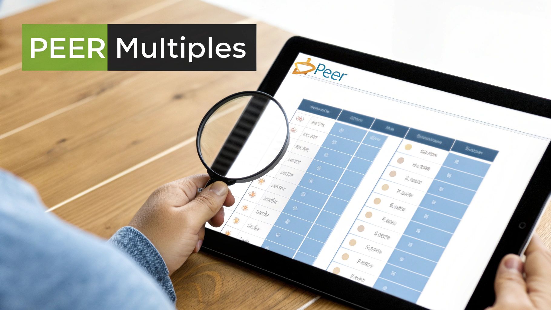 A business person weighing two similar companies on a scale, representing comparable analysis.