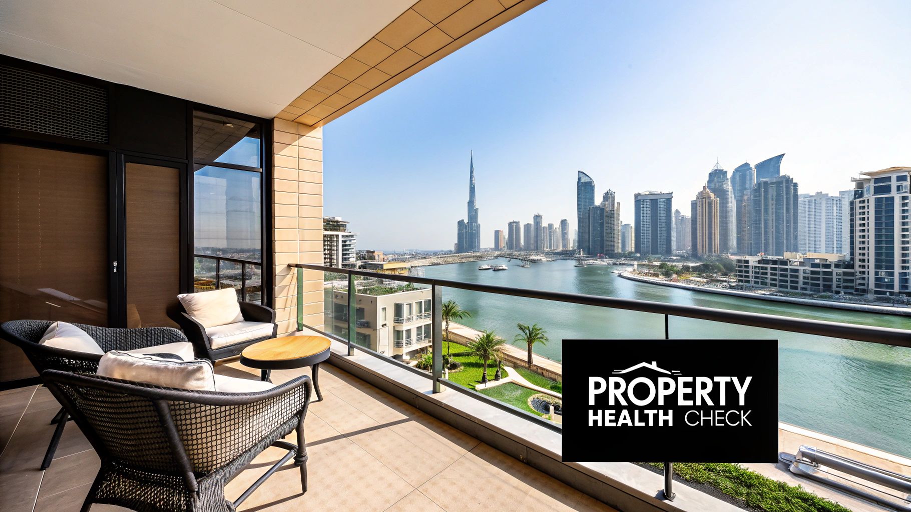 Modern Dubai skyline with high-rise buildings and clear skies