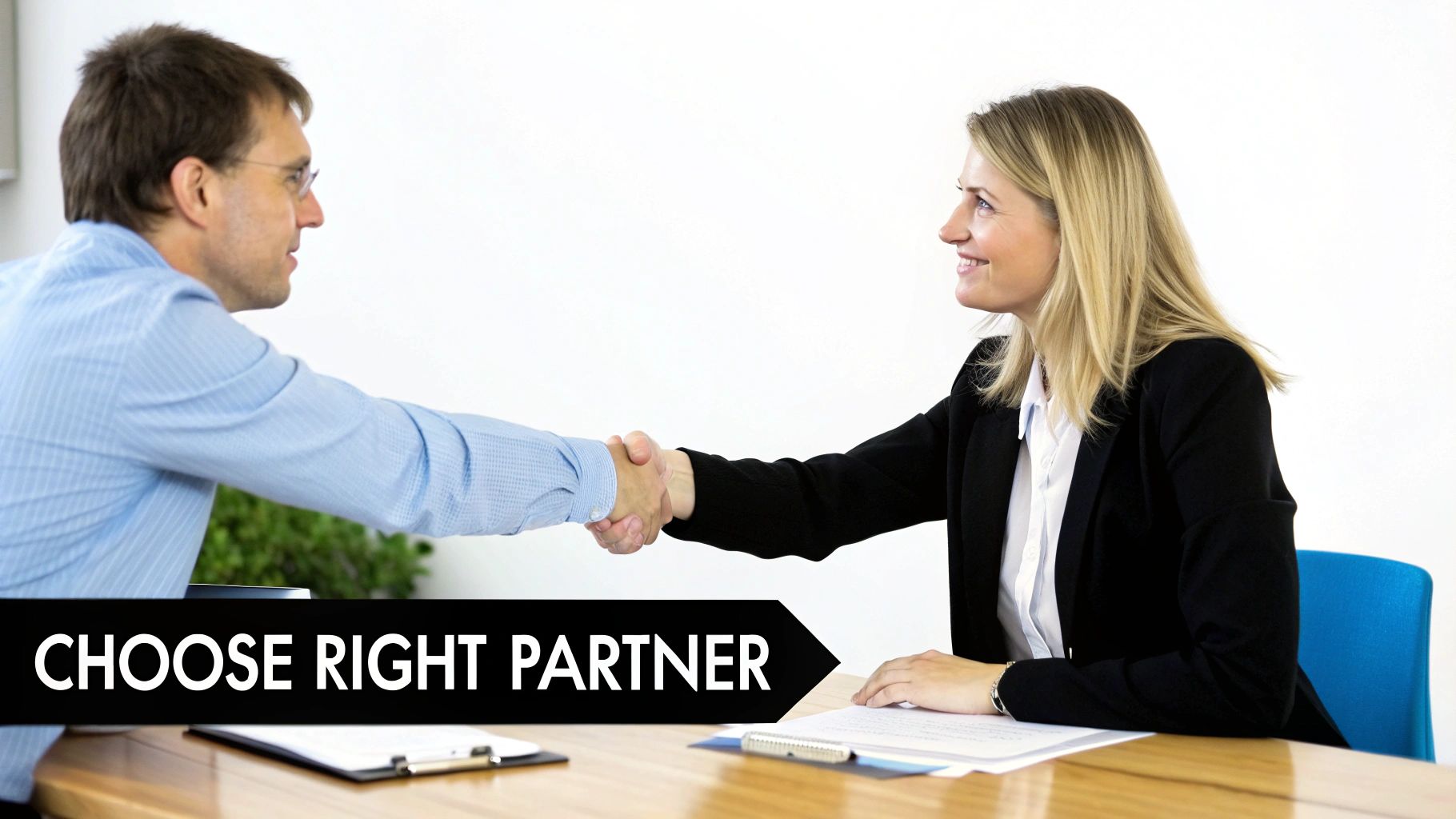 A group of professionals in a modern office, collaborating around a table with architectural blueprints.