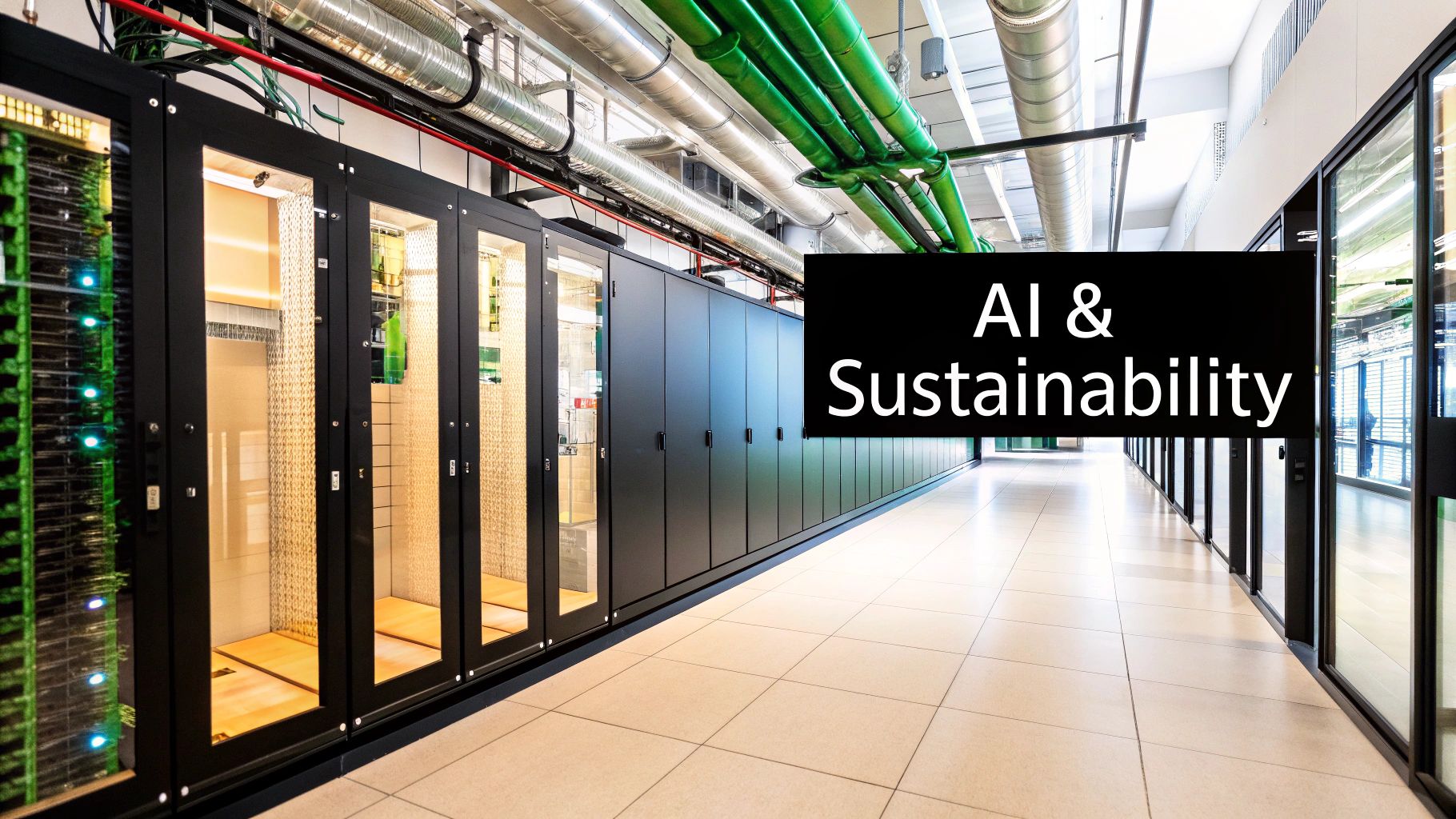 A futuristic cityscape with glowing data servers and network lines