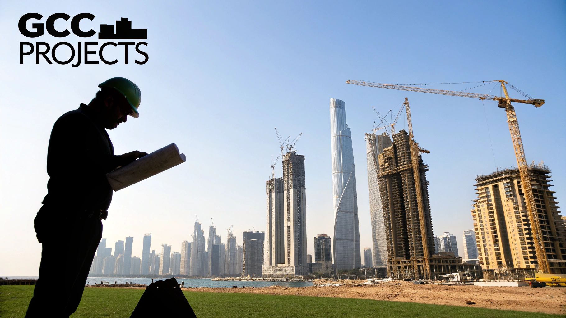 A futuristic cityscape in the GCC, representing ambitious building projects.