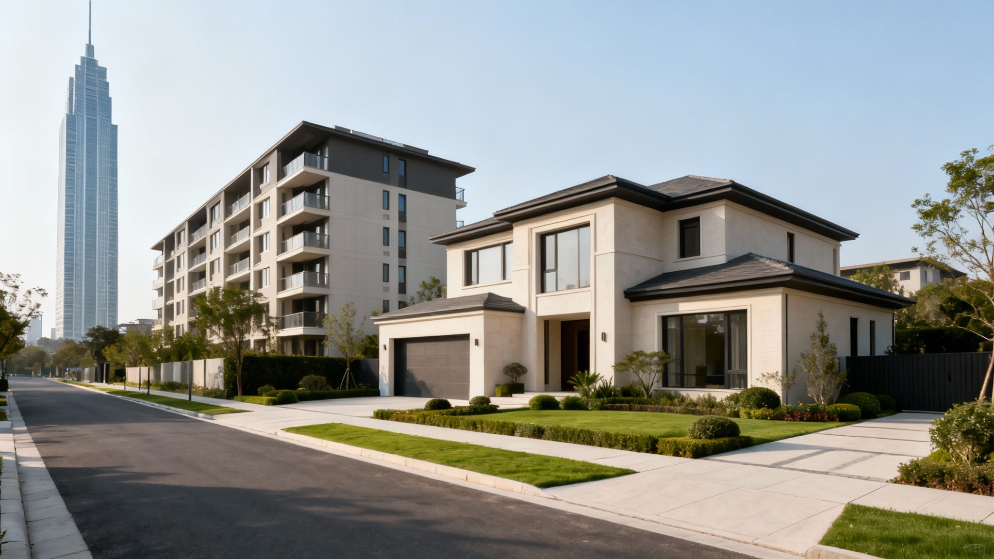 Abu Dhabi skyline and neighbourhood map