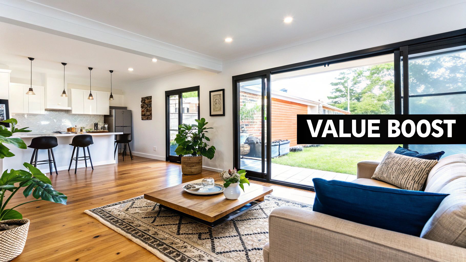 Modern kitchen in a Dubai apartment with stylish fixtures and lighting
