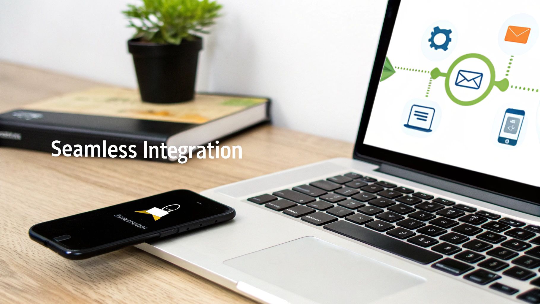 Team members collaborating around a screen, showing integrated software workflows.