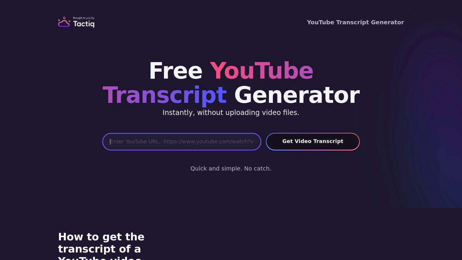 Tactiq – Free YouTube Transcript Generator