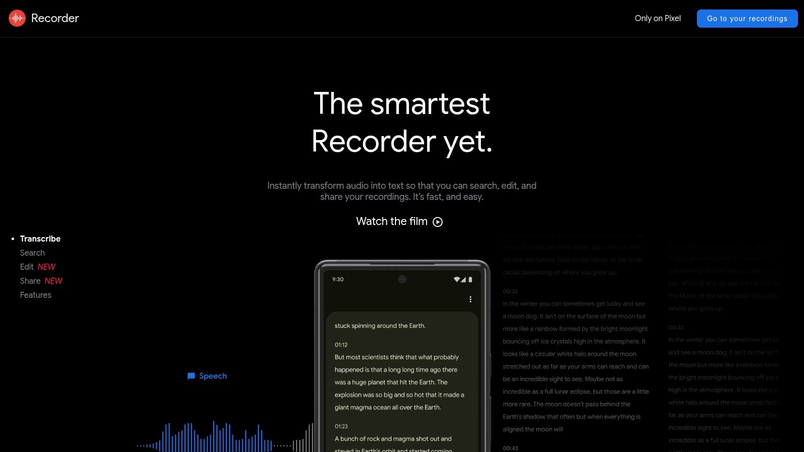Recorder by Google (Pixel) / recorder.google.com