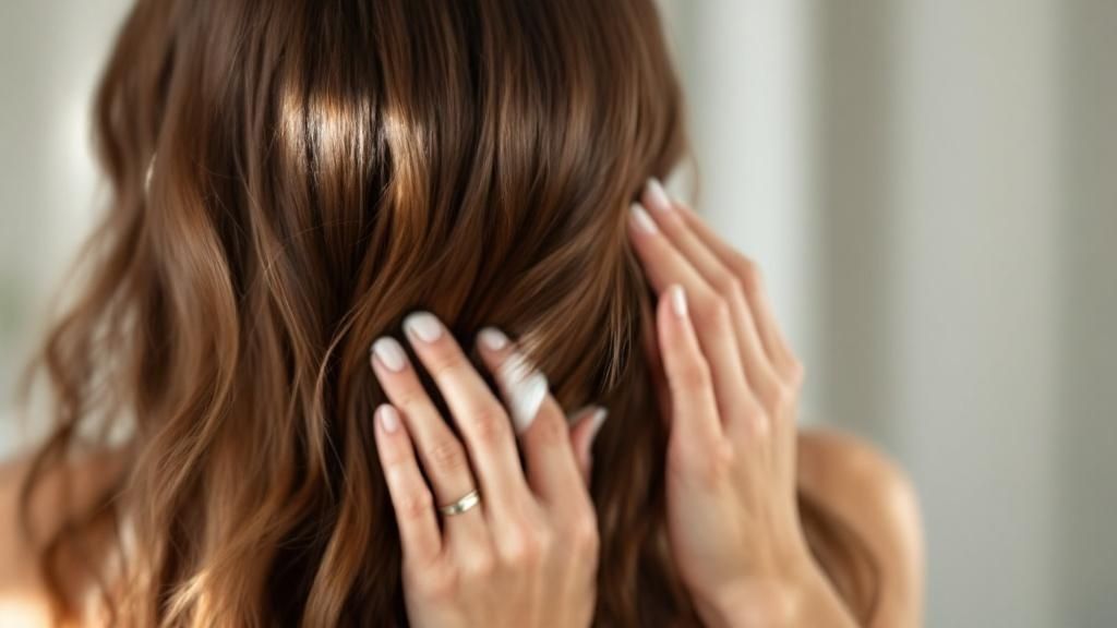 Woman applying leave in conditioner