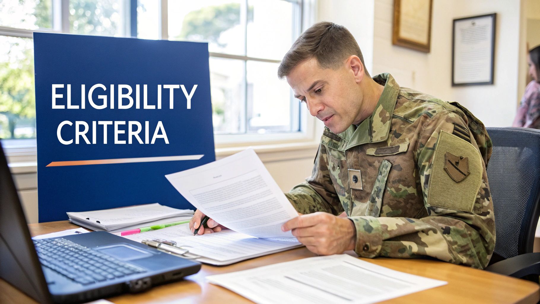 Screenshot from the VA website showing eligibility criteria for disability benefits.