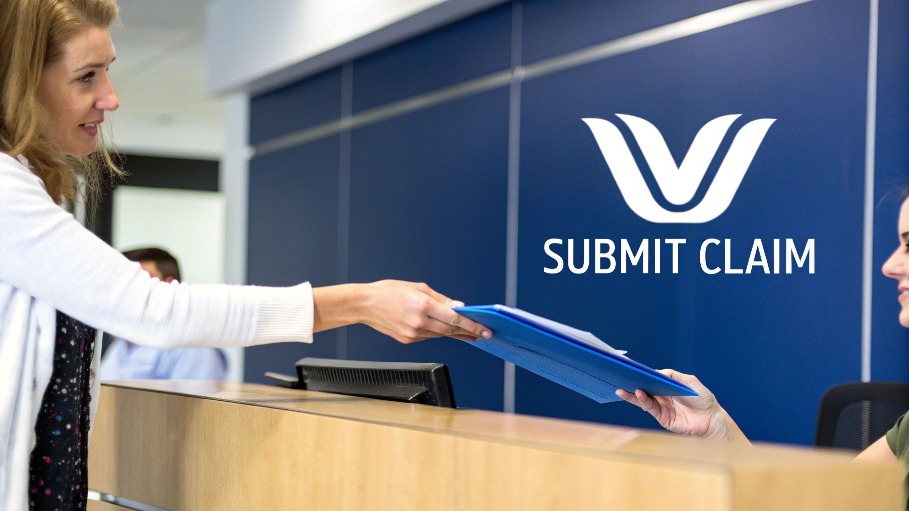 Veteran reviewing paperwork