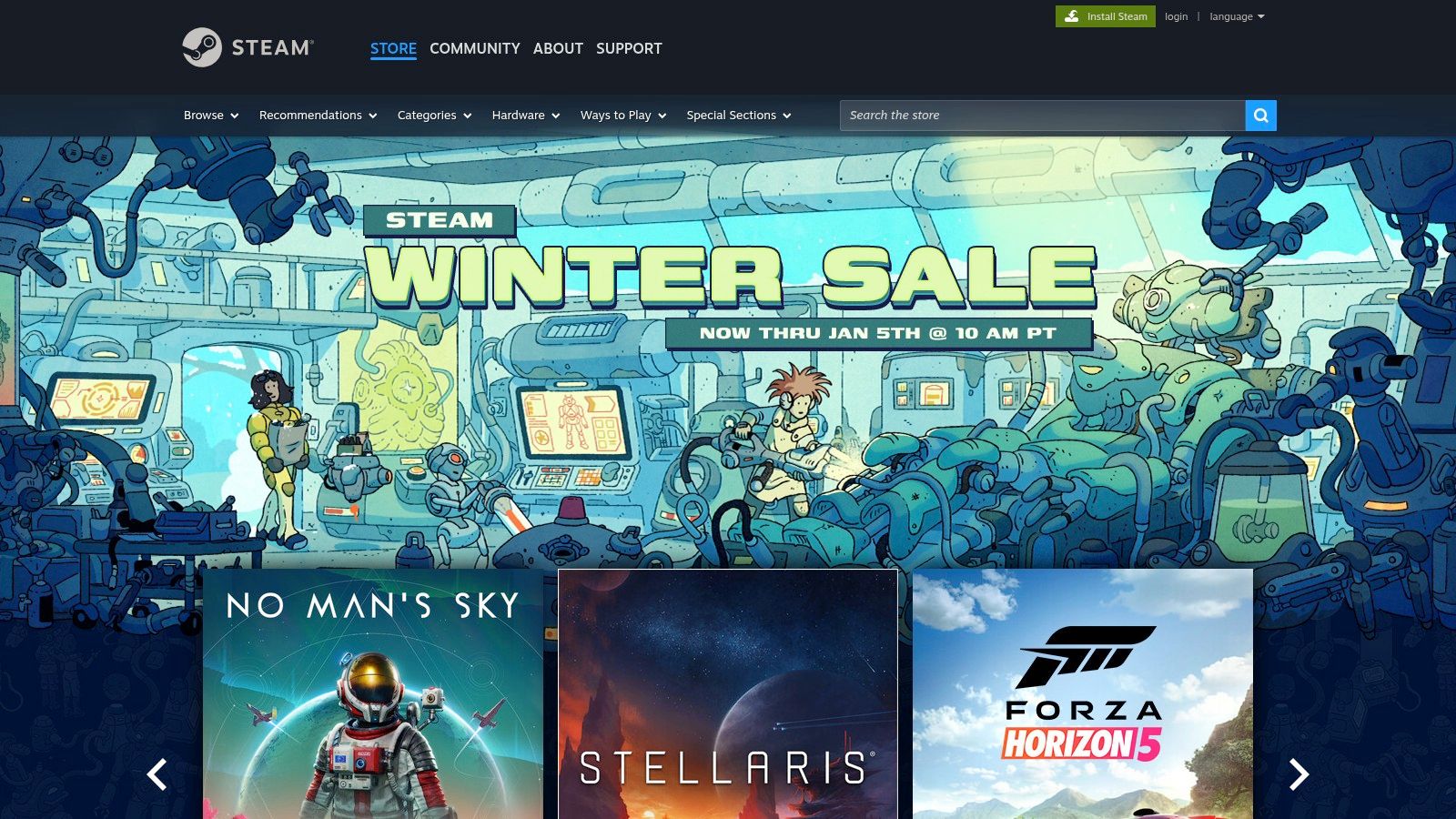 Steam — Store and Early Access (Kickstarter‑funded game collections)