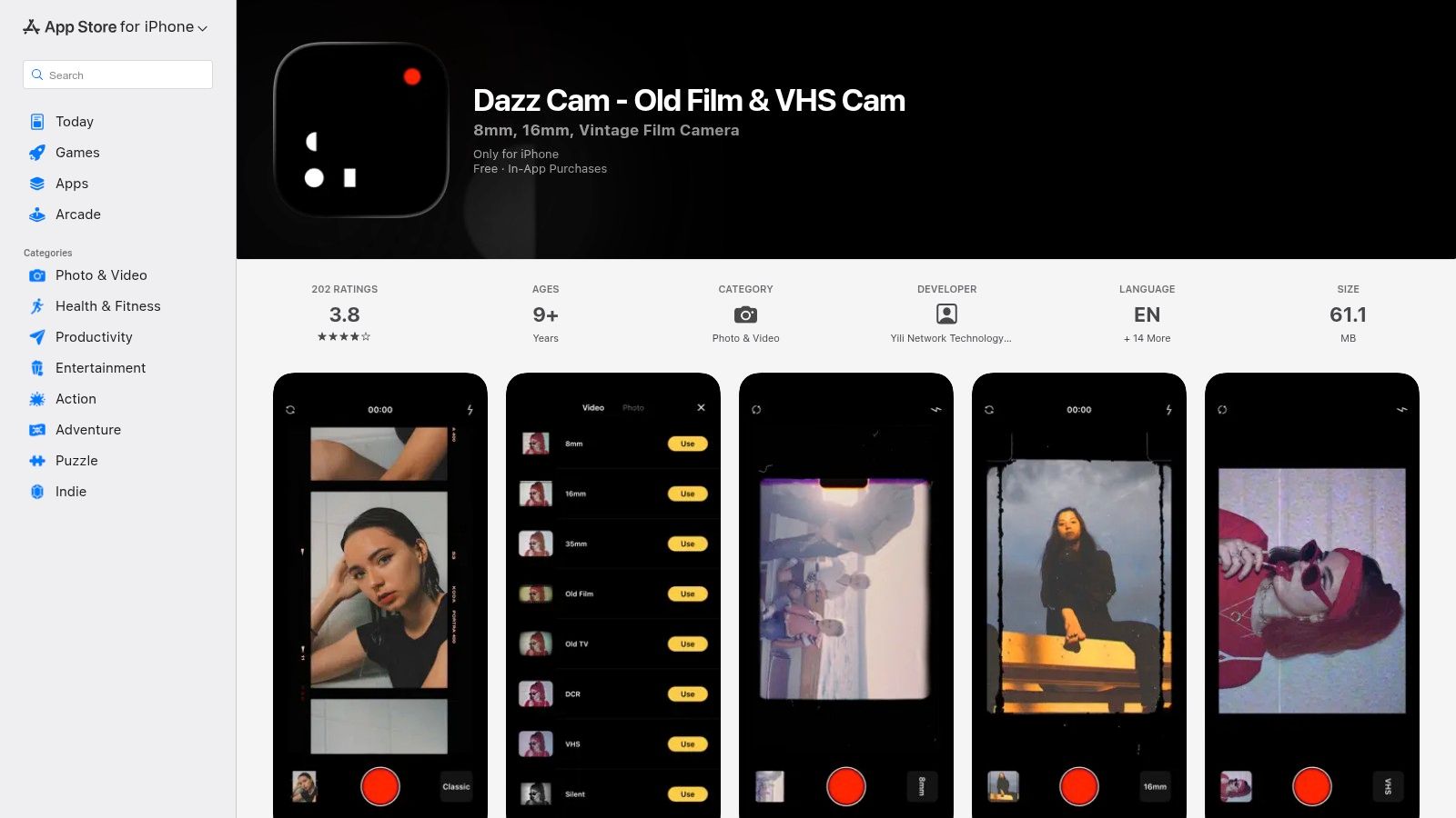 Dazz Cam – Old Film & VHS Cam (App Store)