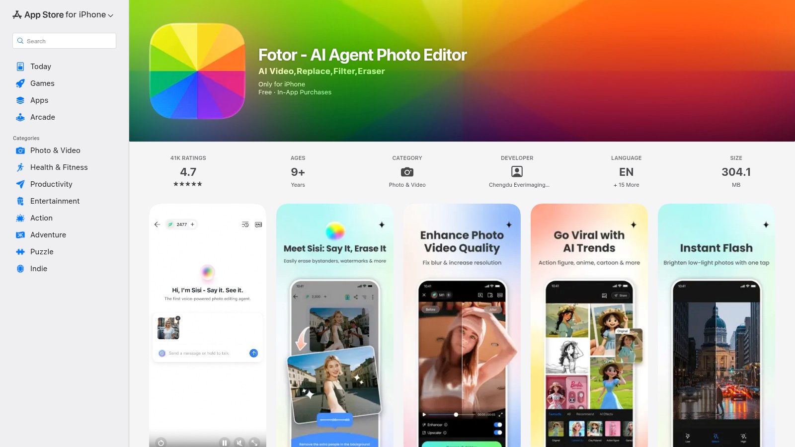 Fotor – Photo Editor (App Store)
