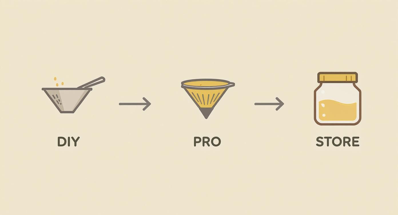Infographic about how to filter frying oil