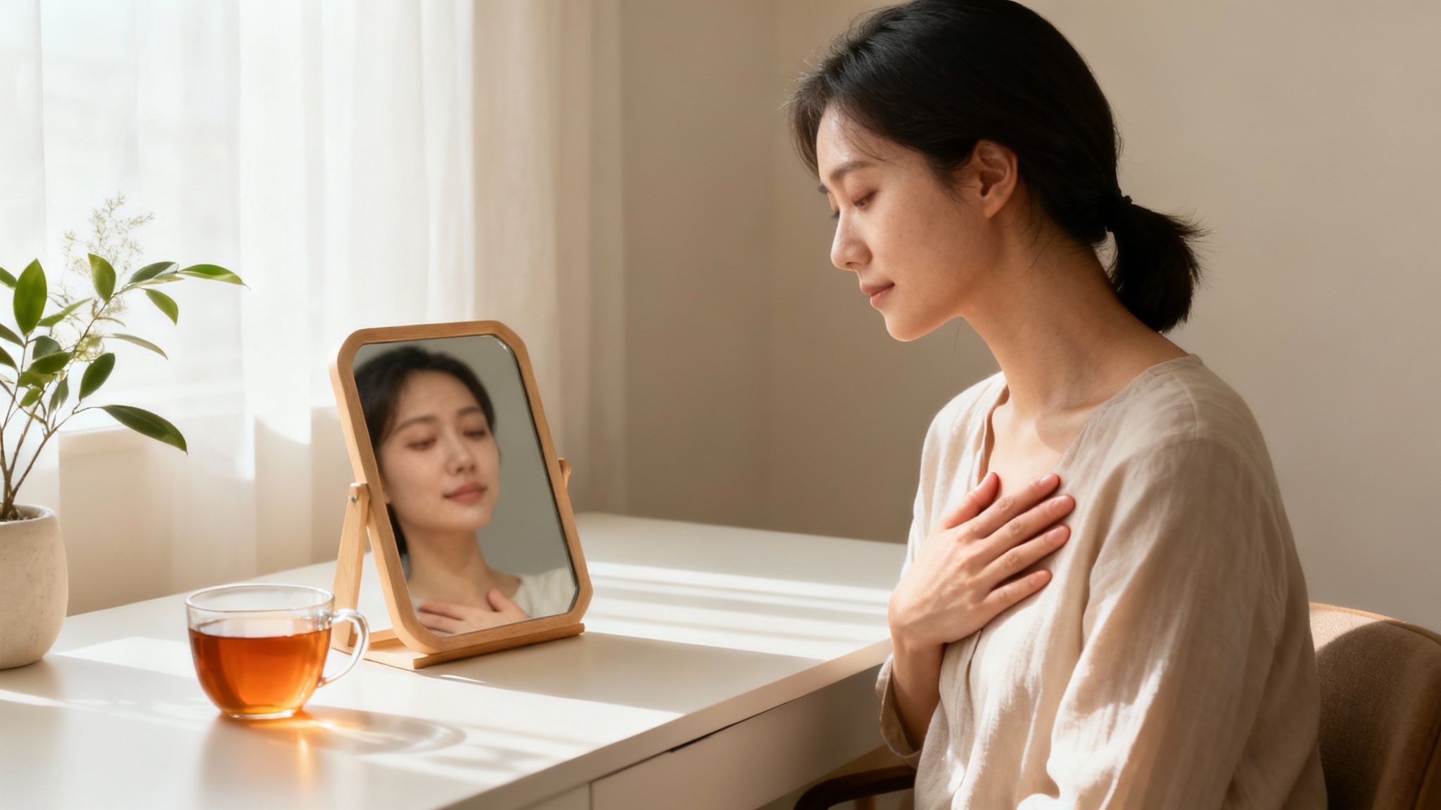 A supportive hand resting on a person's shoulder, conveying comfort and empathy.