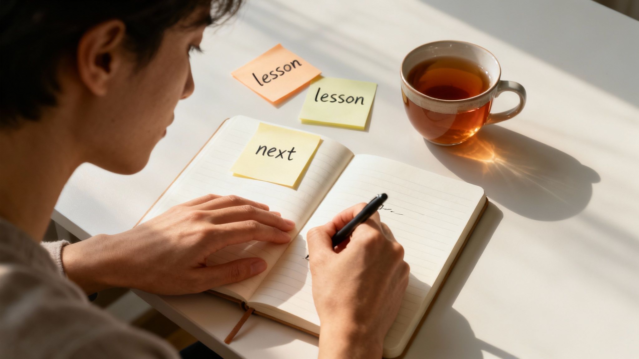 A person's head silhouetted against a bright background, with gears and positive symbols inside, representing mental rewiring for resilience.