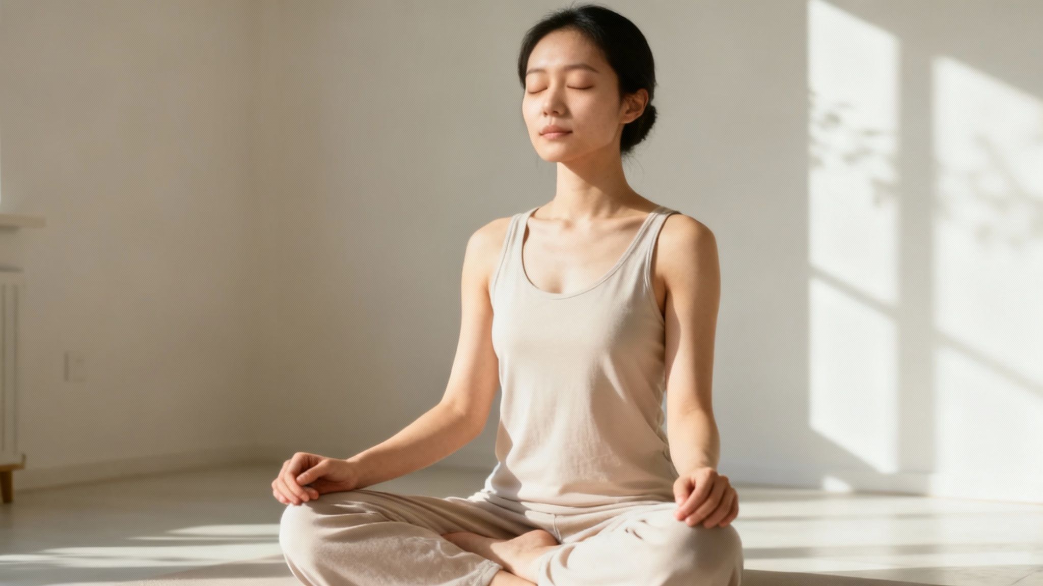 A calm person breathing deeply, symbolizing the pause between emotion and reaction.