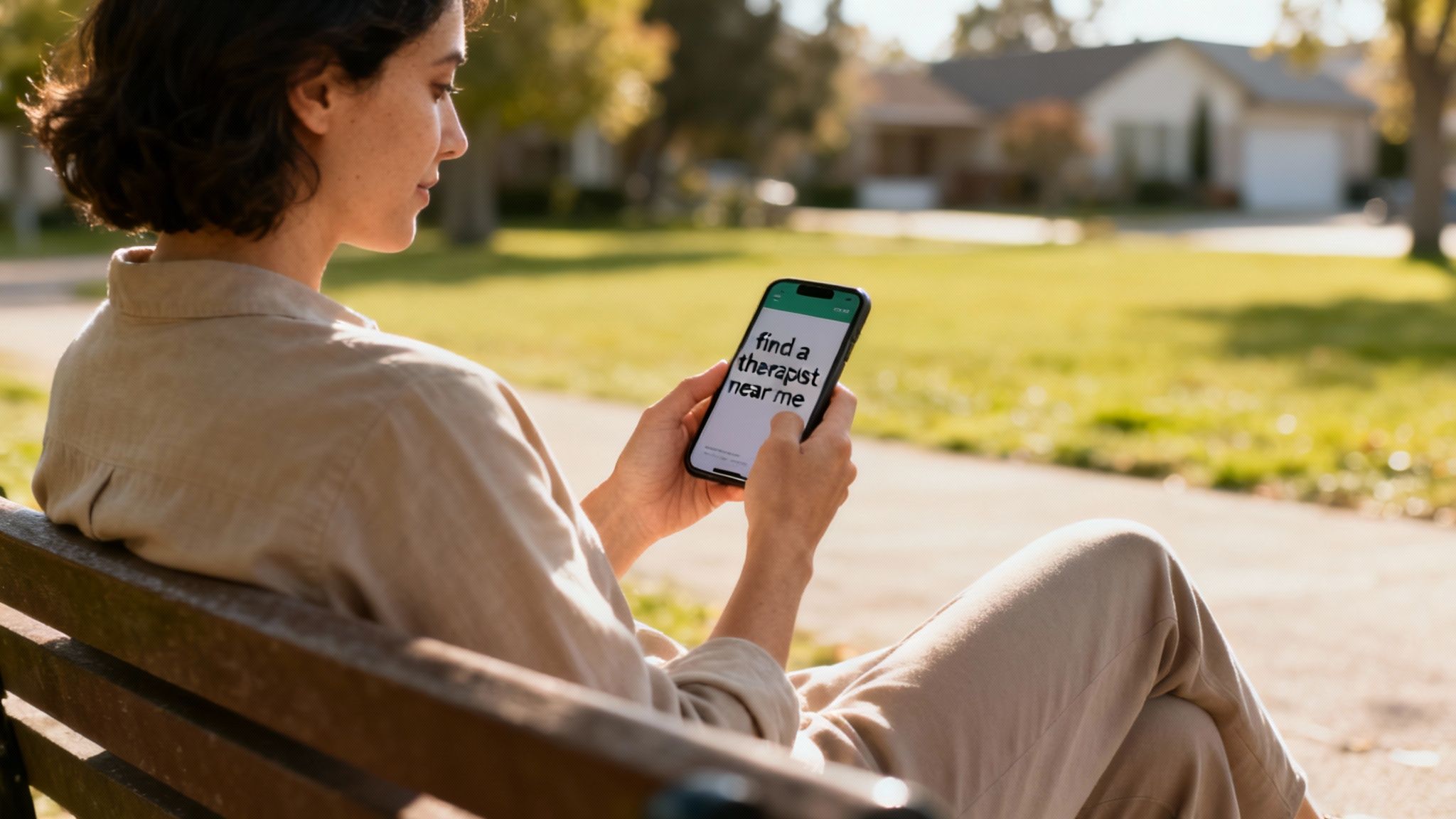 A person sitting on a comfortable couch, looking thoughtfully out a window, representing a moment of self-reflection before starting therapy.