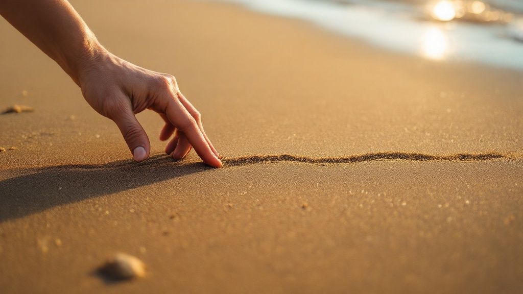 A person setting a boundary by holding their hand up in a stop gesture, with a calm expression.