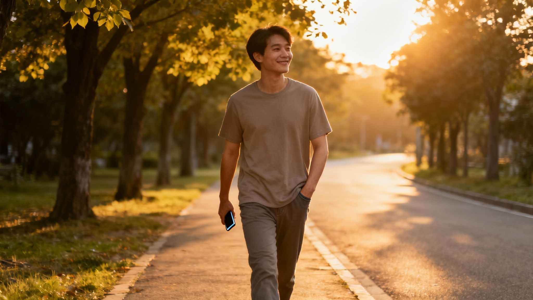 A person incorporating healthy lifestyle changes, such as enjoying a quiet cup of tea and a nutritious meal, creating a peaceful and supportive home environment.