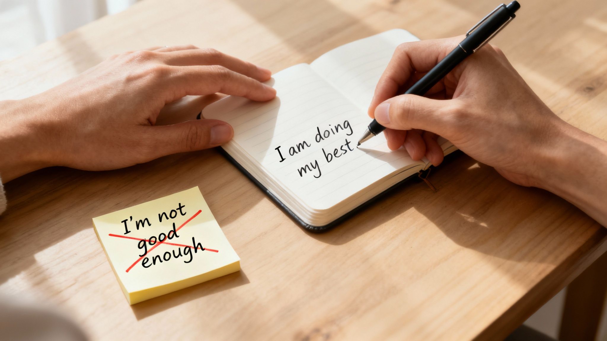 A person gently holding a small, glowing plant, symbolising self-care and growth.